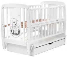 Дитяче ліжко Babyroom Dog маятник, ящик, відкидний бік DSMYO-3 бук White
